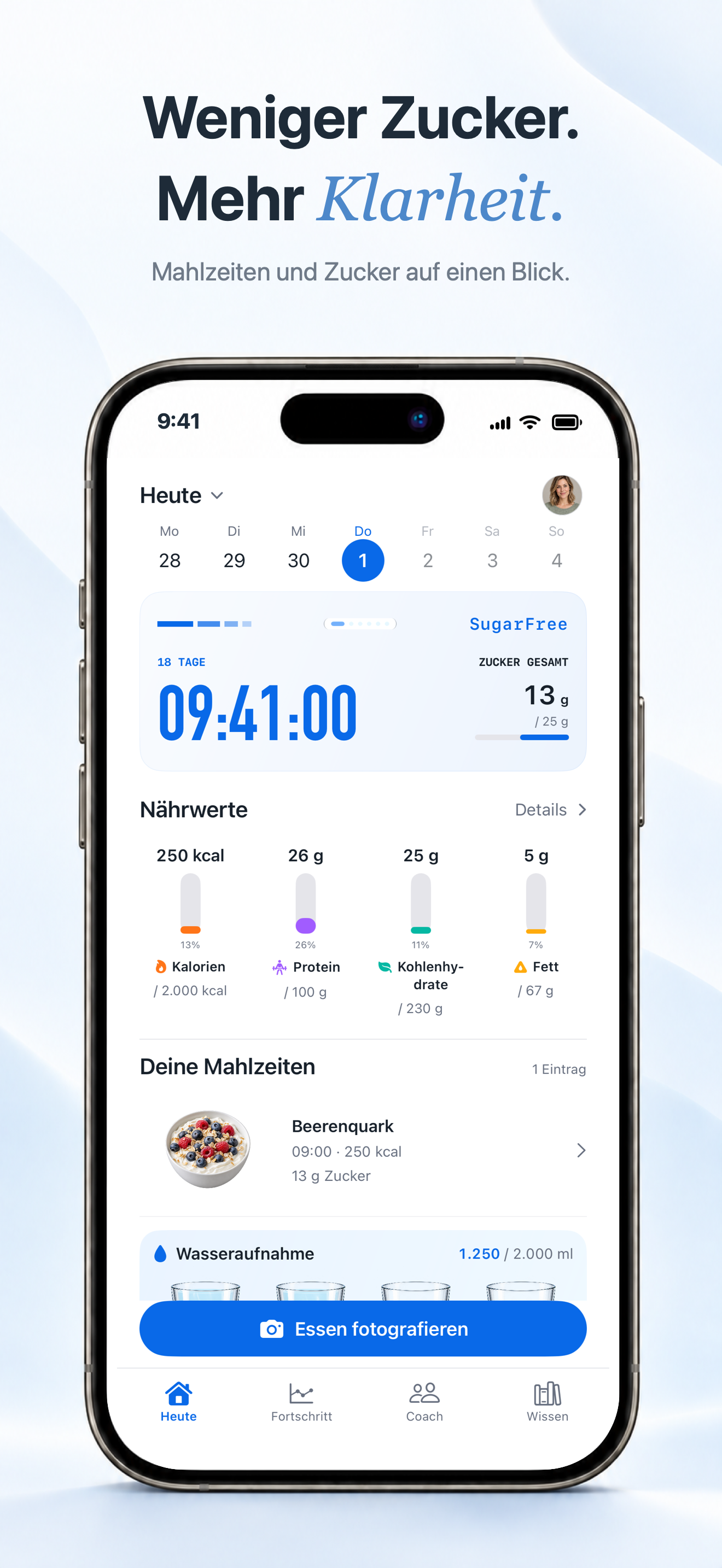 SugarFree AI Marketing-Mockup mit iPhone-Ansicht