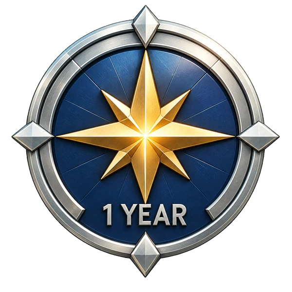 One-year compass milestone medal
