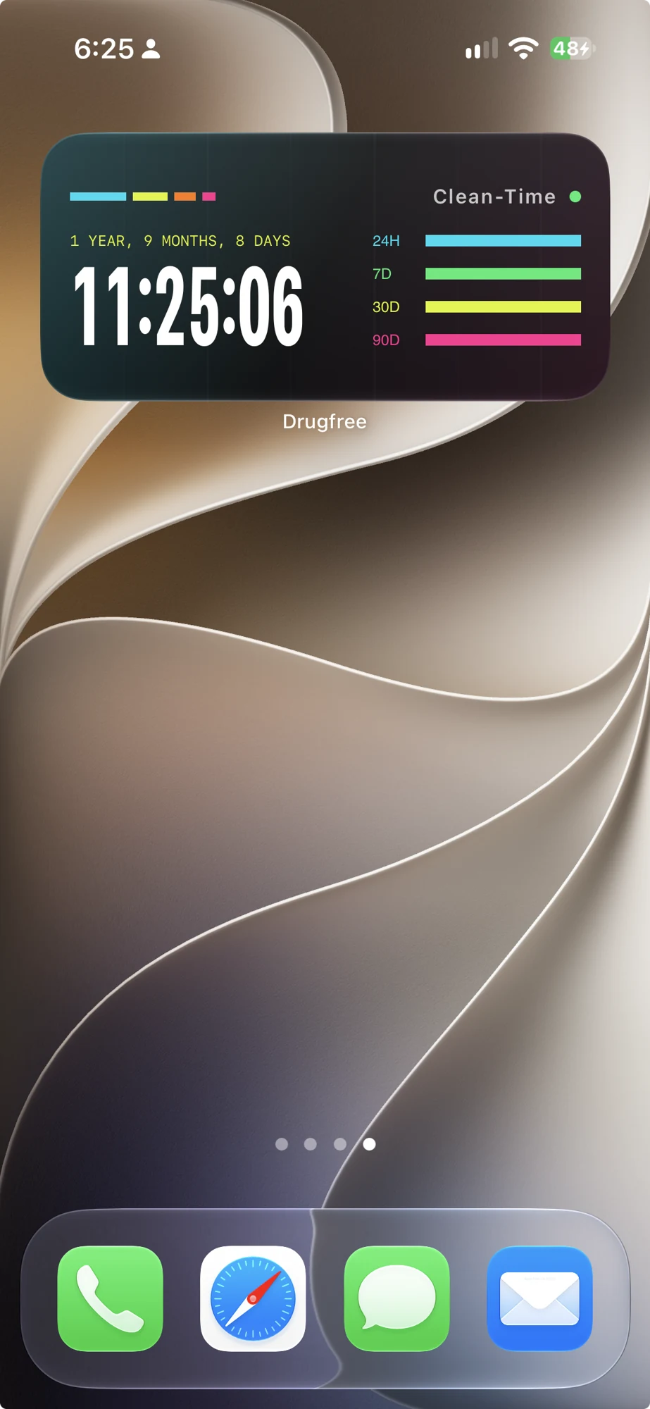 I Am DrugFree Home Screen widget with Clean-Time and milestone bars